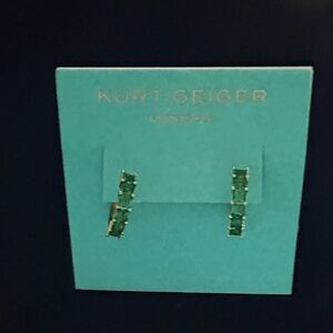 Kurt Geiger Emerald Green Crystal Hoop Earrings